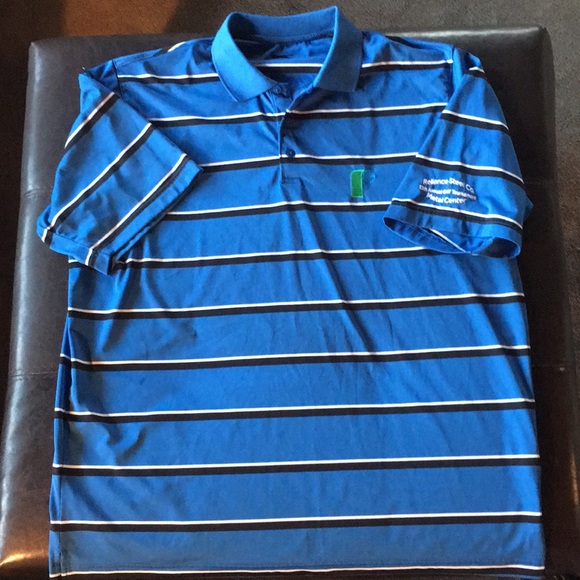 Slazenger Men's XL Golf Polo Bright Blue Striped - Picture 1 of 6